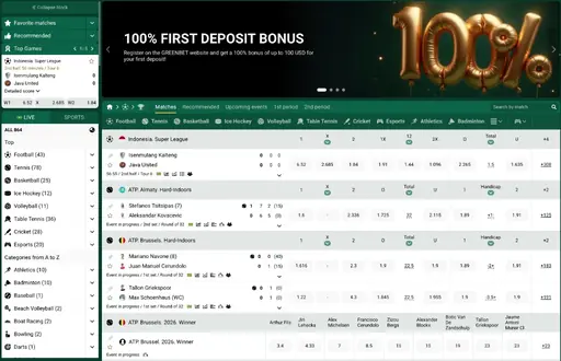 100% first deposit bonus banner on the main page